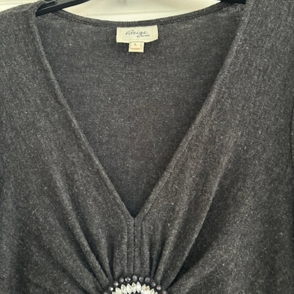 Long Jeweled Sweater by Beige by eci, Size Large - Picture 3 of 5